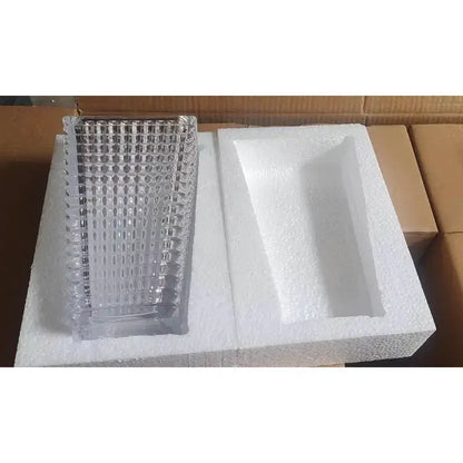 Geometric ribbed clear & dark gray crystal glass vase living room decor