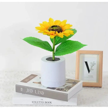 Sunflower yellow and blue led night light bedroom decor