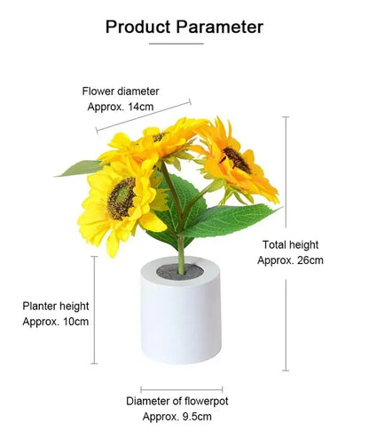 Sunflower yellow and blue led night light bedroom decor