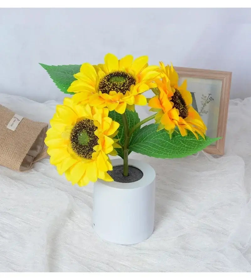 Sunflower yellow and blue led night light bedroom decor