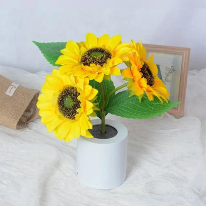 Sunflower yellow and blue led night light bedroom decor