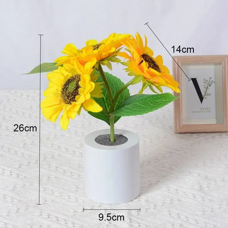Sunflower yellow and blue led night light bedroom decor