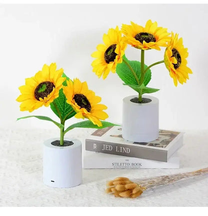 Sunflower yellow and blue led night light bedroom decor