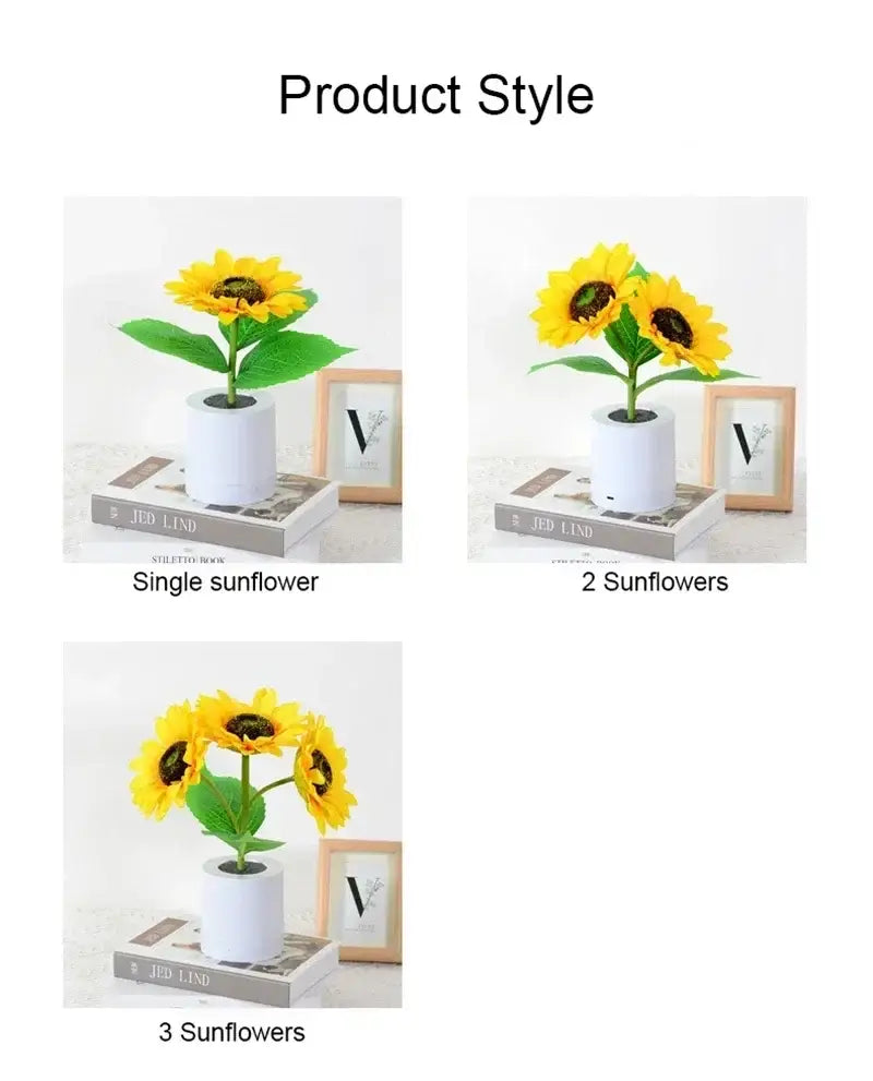 Sunflower yellow and blue led night light bedroom decor