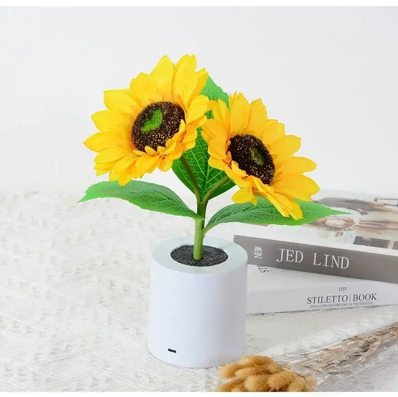 Sunflower yellow and blue led night light bedroom decor