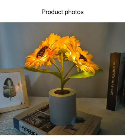 Sunflower yellow and blue led night light bedroom decor