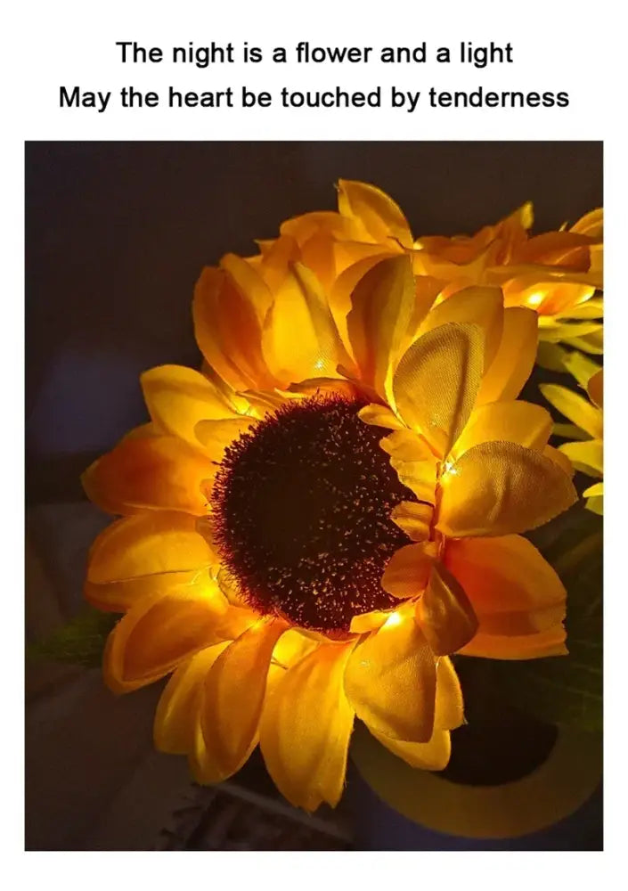 Sunflower yellow and blue led night light bedroom decor