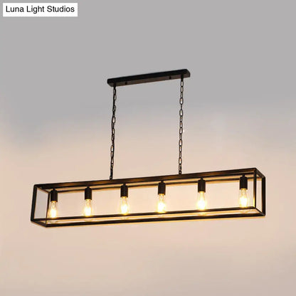 Industrial black & brass dining room rectangle island light