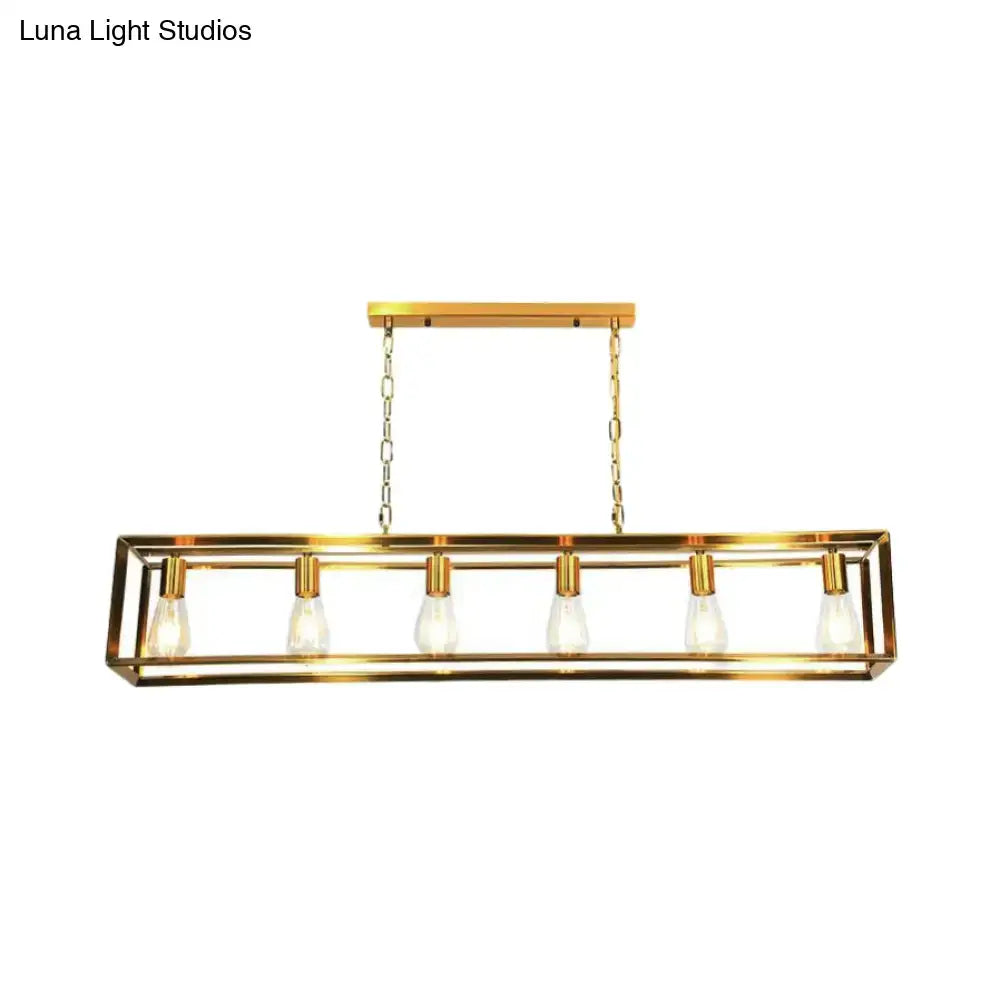 Industrial black & brass dining room rectangle island light