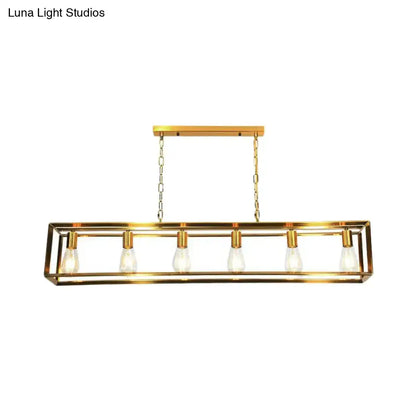 Industrial black & brass dining room rectangle island light