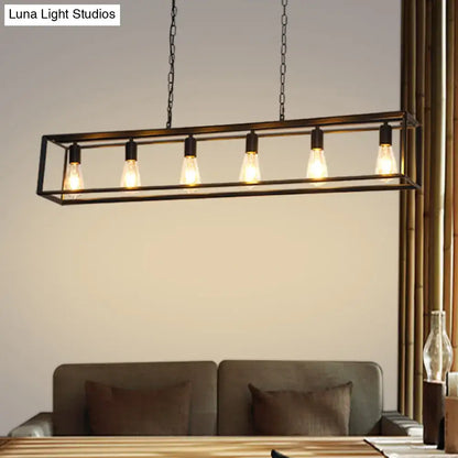 Industrial black & brass dining room rectangle island light