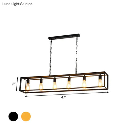 Industrial black & brass dining room rectangle island light