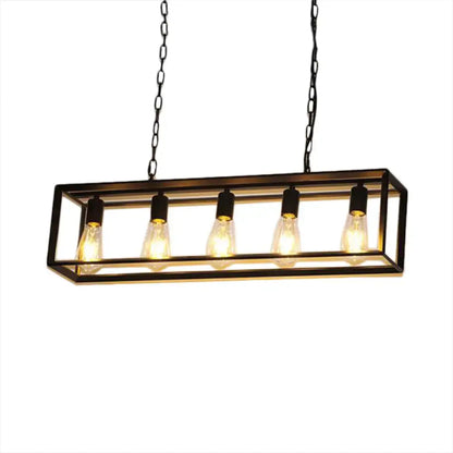 Industrial black & brass dining room rectangle island light