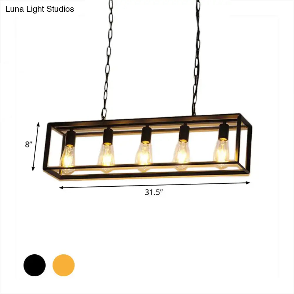 Industrial black & brass dining room rectangle island light