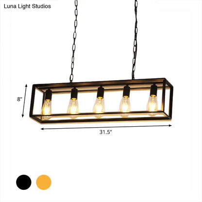 Industrial black & brass dining room rectangle island light