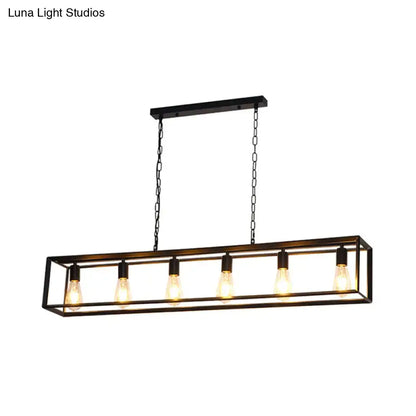 Industrial black & brass dining room rectangle island light