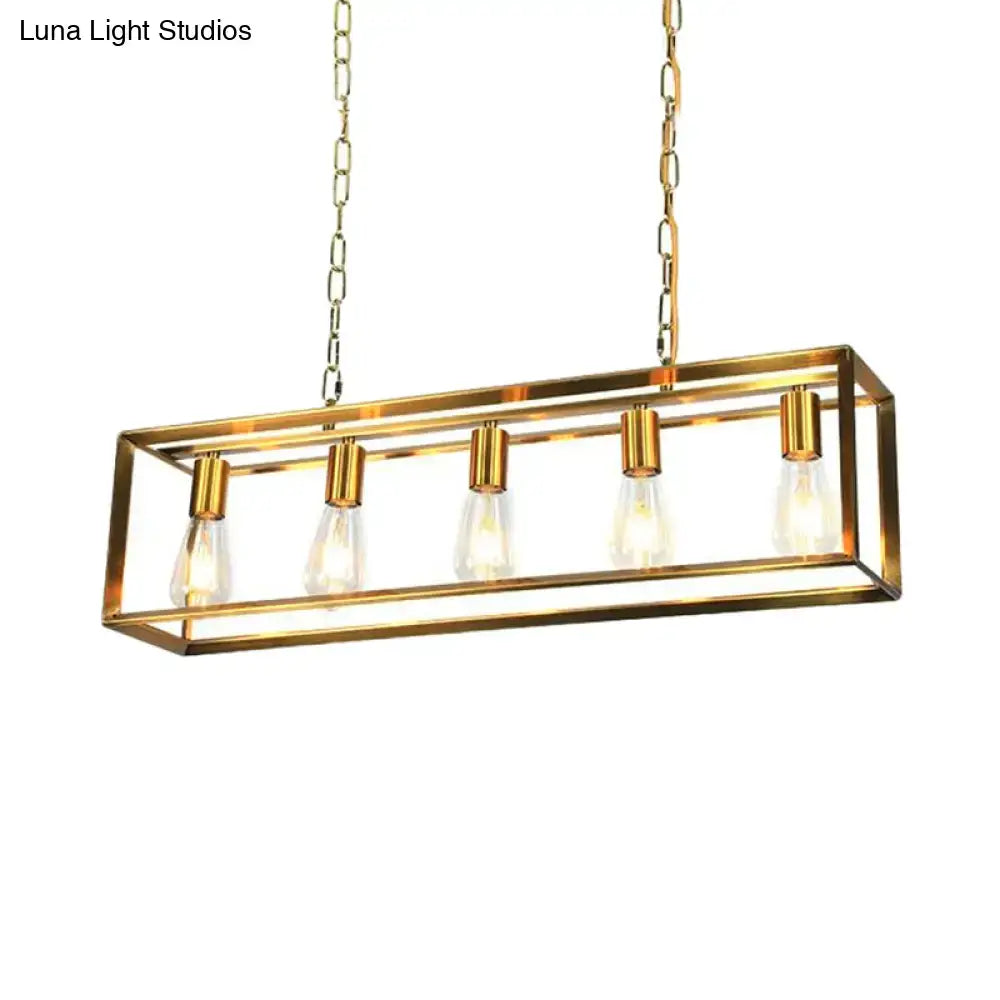 Industrial black & brass dining room rectangle island light