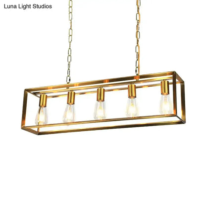 Industrial black & brass dining room rectangle island light