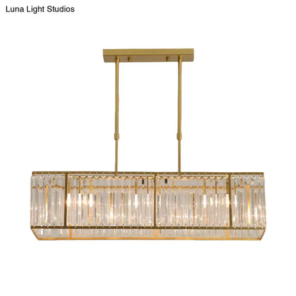 Traditional black metal and clear crystal island pendant light dining room