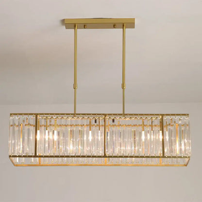 Traditional black metal and clear crystal island pendant light dining room