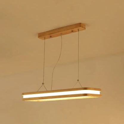 Modern wood rectangular led pendant light dining room warm white