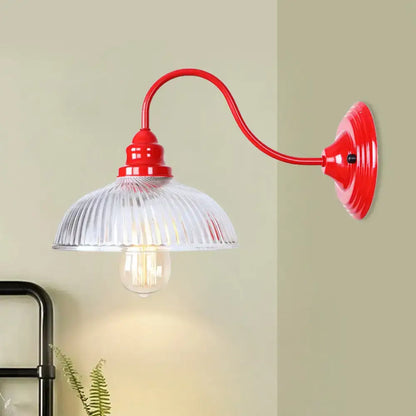 Vintage red ribbed glass wall sconce light – living room decor
