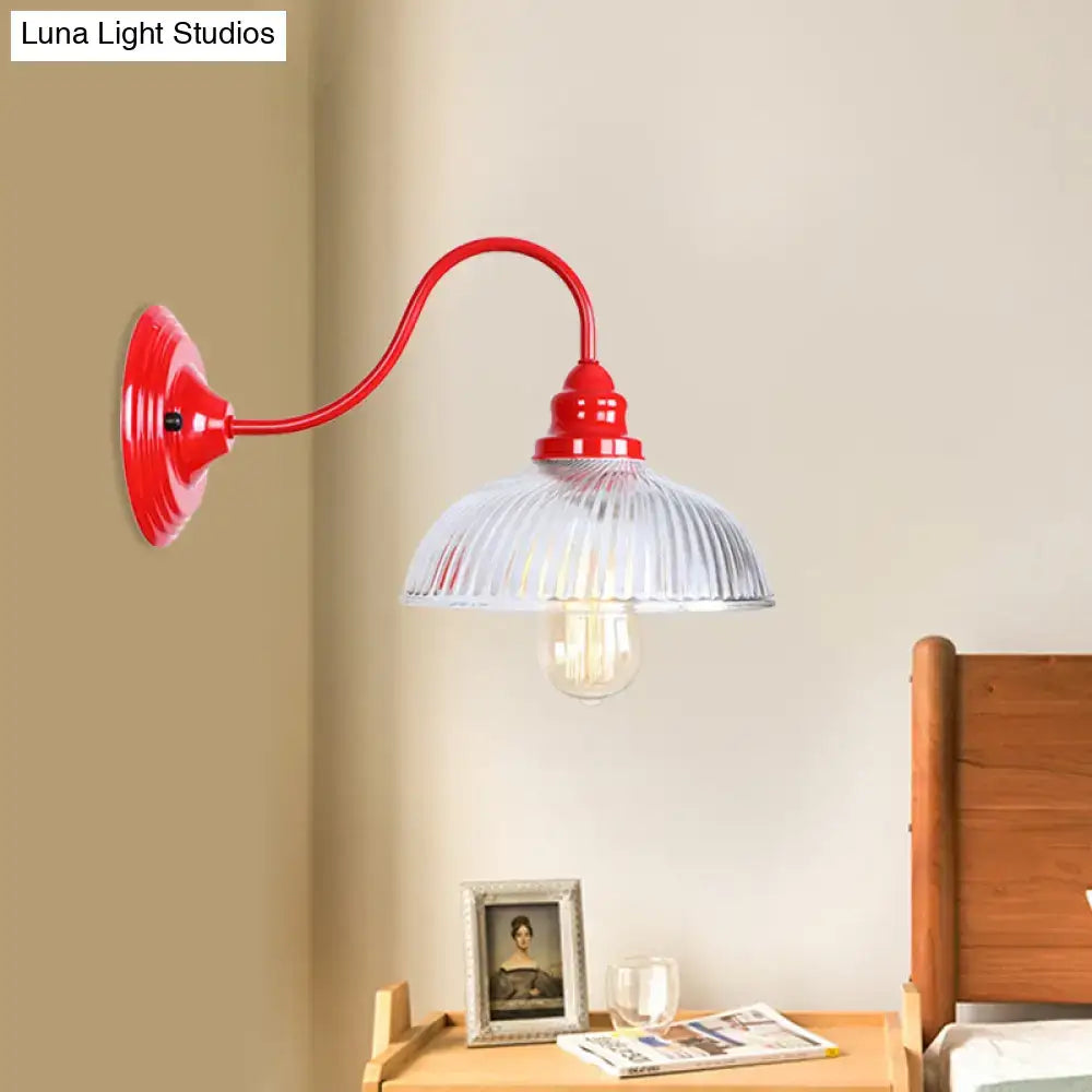 Vintage red ribbed glass wall sconce light – living room decor
