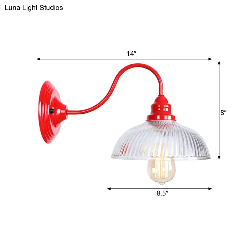 Vintage red ribbed glass wall sconce light – living room decor