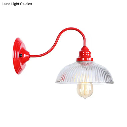 Vintage red ribbed glass wall sconce light – living room decor