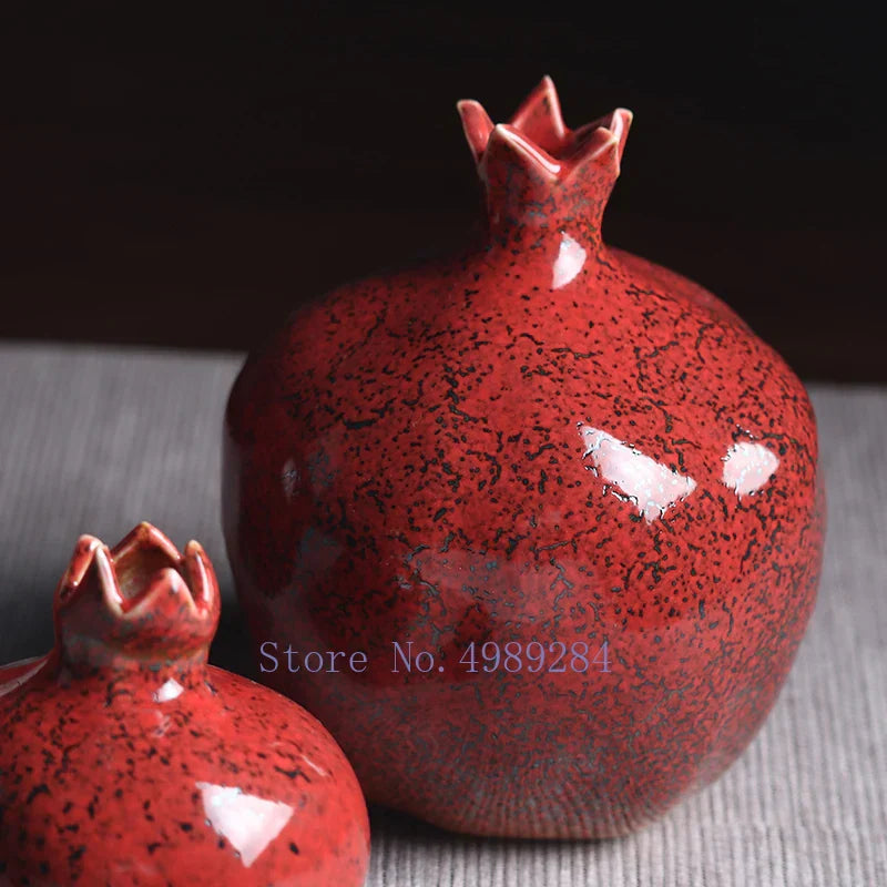 DecorBites™ Red Pomegranate Ceramic Vase for Modern Home