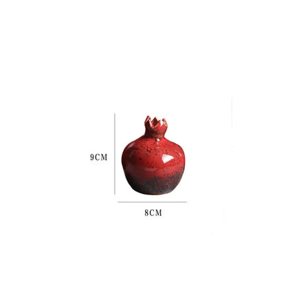 Modern red pomegranate ceramic vase set living room decor