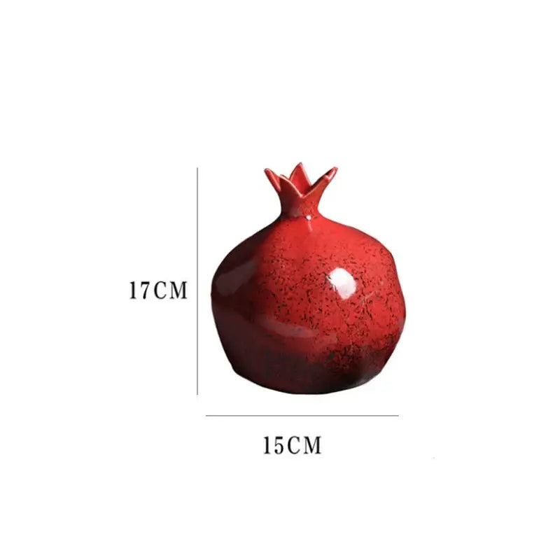 Modern red pomegranate ceramic vase set living room decor