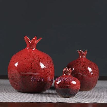 Modern red pomegranate ceramic vase set living room decor