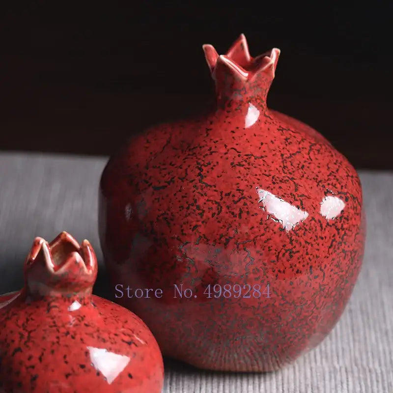 Modern red pomegranate ceramic vase set living room decor