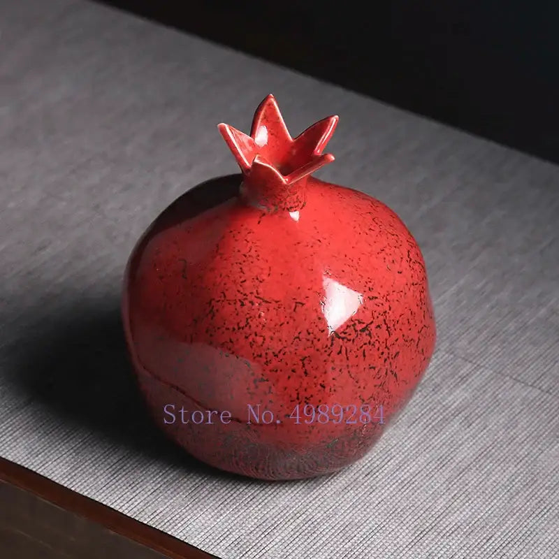 Modern red pomegranate ceramic vase set living room decor