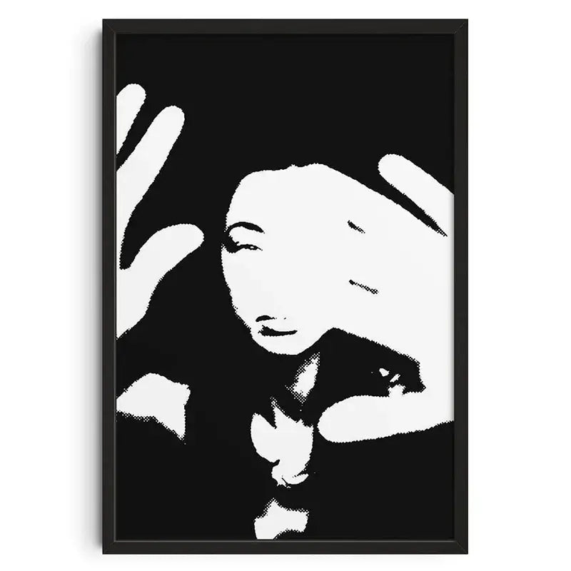 Retro abstract canvas black & gold hounds art print living room decor