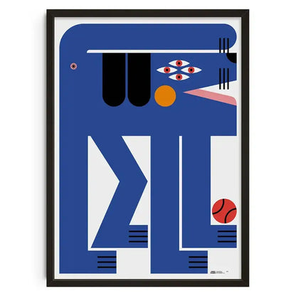 Retro abstract blue & cream canvas print living room wall art