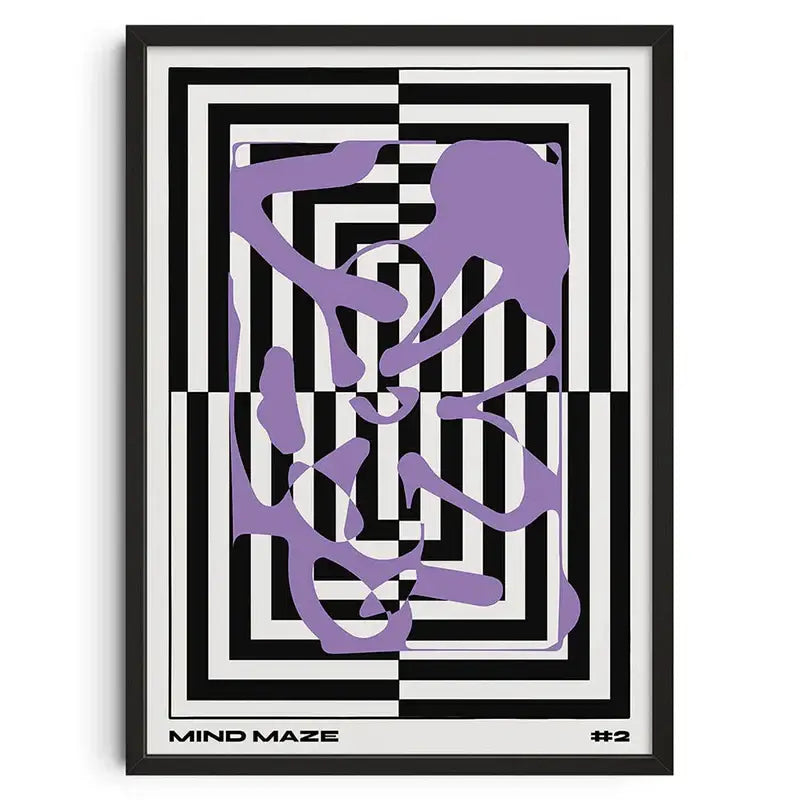 Retro abstract canvas black cat face poster – living room wall art