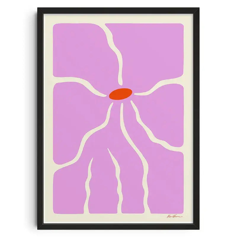 Retro abstract purple & white canvas print living room wall art