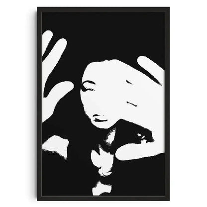 Retro abstract canvas wall art black and gray living room print