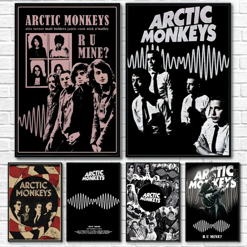 Retro arctic monkeys wall art set – bedroom vintage music posters