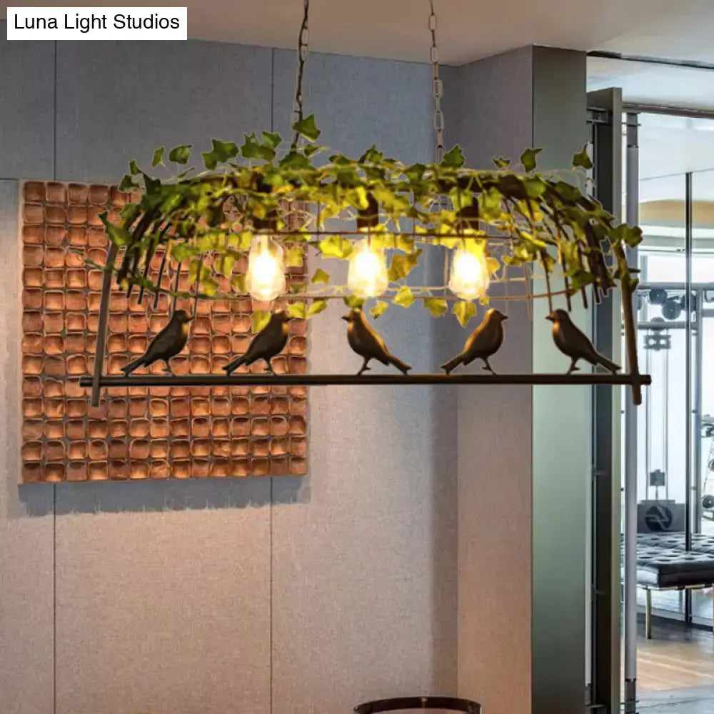 Retro birdcage island light fixture kitchen ivy chandelier black