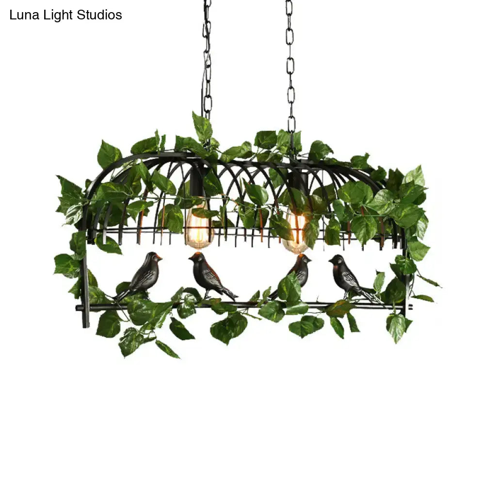 Retro birdcage island light fixture kitchen ivy chandelier black