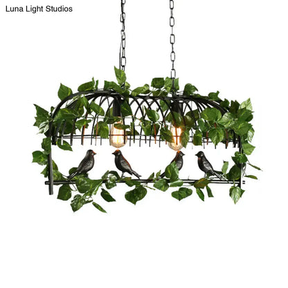 Retro birdcage island light fixture kitchen ivy chandelier black