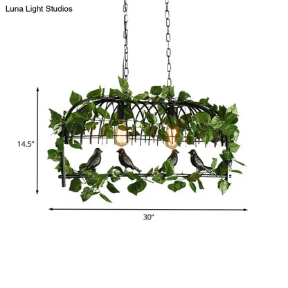 Retro birdcage island light fixture kitchen ivy chandelier black