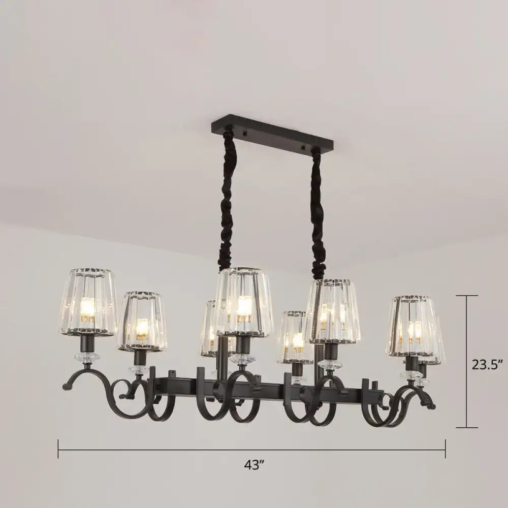 Retro black crystal pendant light dining room iron chandelier