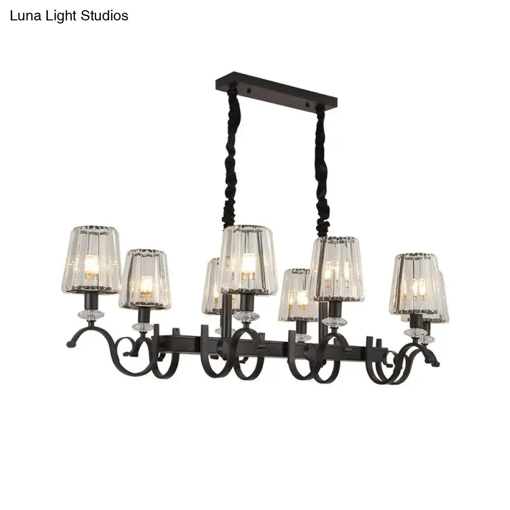 Retro black crystal pendant light dining room iron chandelier