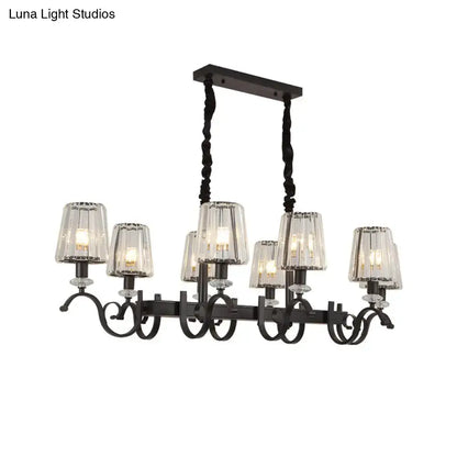 Retro black crystal pendant light dining room iron chandelier