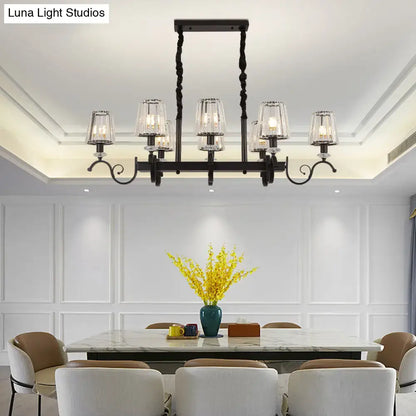 Retro black crystal pendant light dining room iron chandelier