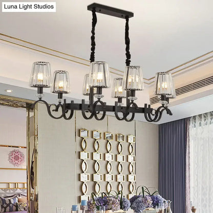 Retro black crystal pendant light dining room iron chandelier